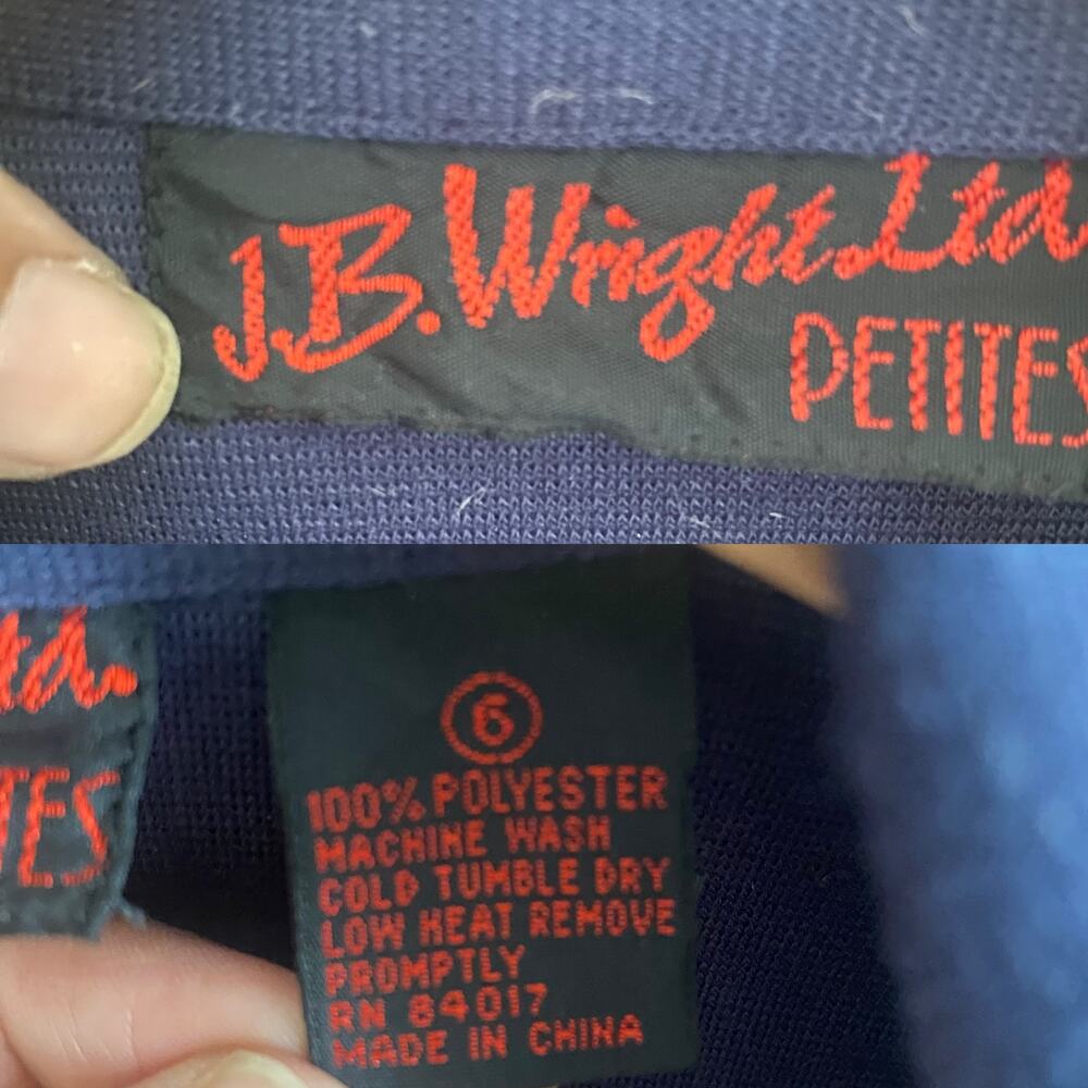 JB Wright LTD Navy Vintage Belted Midi Shirt Dress Size 6 Pockets Statement Work - Picture 11 of 17